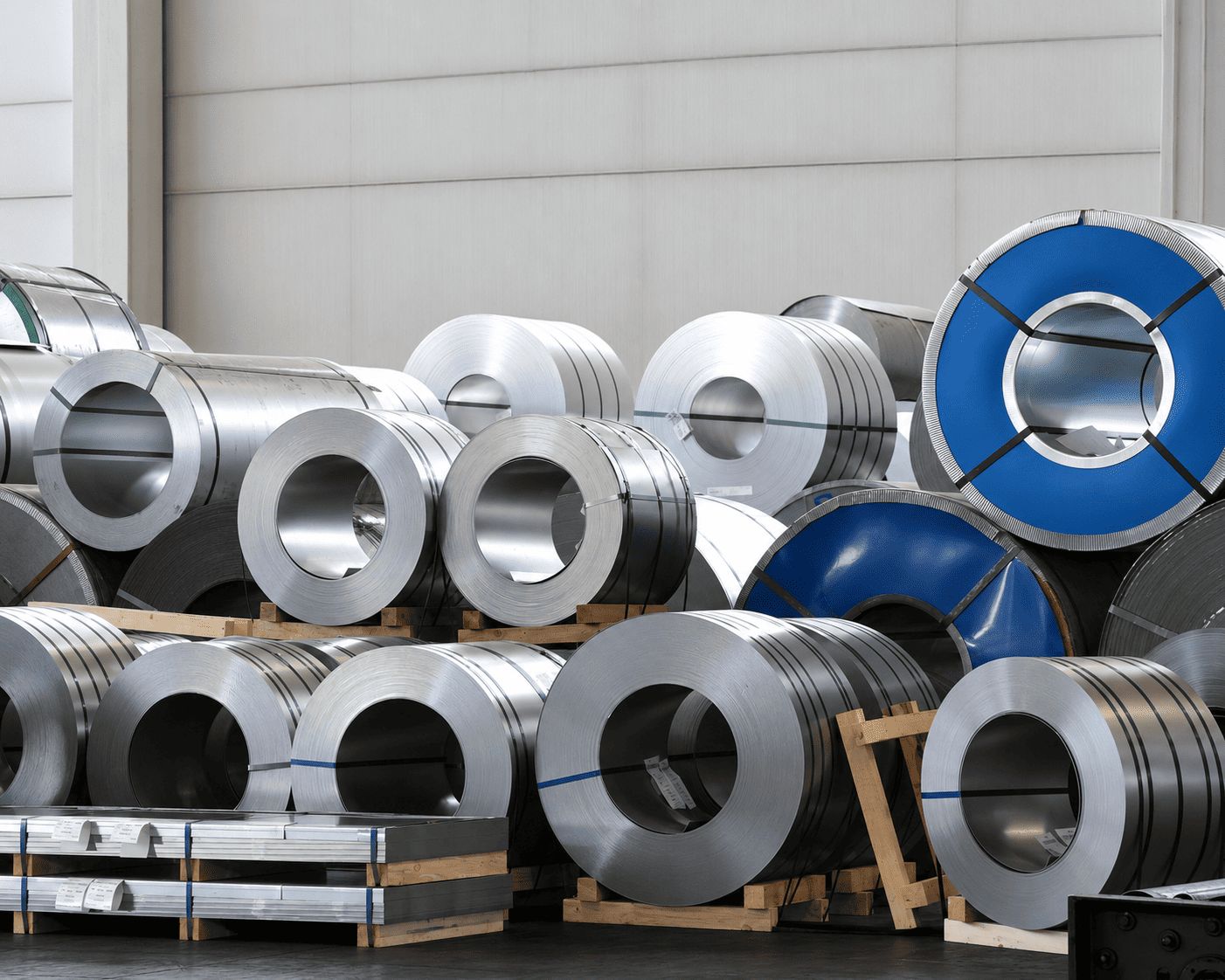 Coils in acciaio stoccati nel magazzino SCM